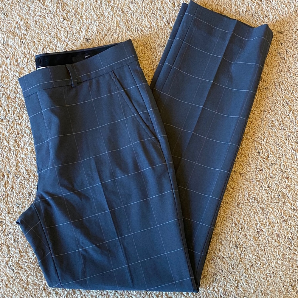 Banana Republic Navy Windowpane Dress Pants